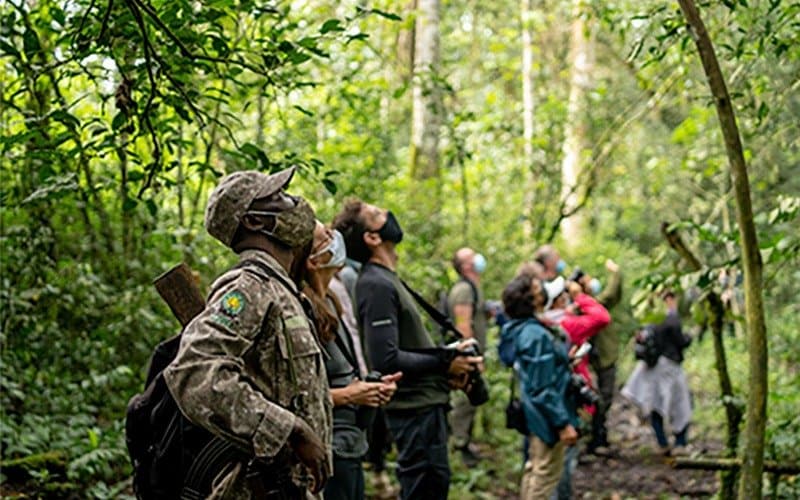 Visitors on a nature walk in Kibale