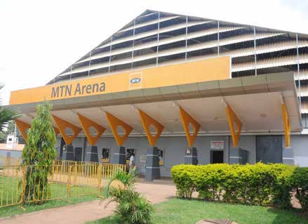 The MTN Arena entrance at Lugogo Indoor Stadium, photographed in the NCS 2020–2021 report.
